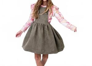 NEW MILA & ROSE corduroy pinafore dress in olive